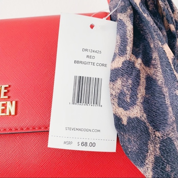 NWOT Steve Madden Red Shoulder Bag with Scarf - Picture 5 of 5